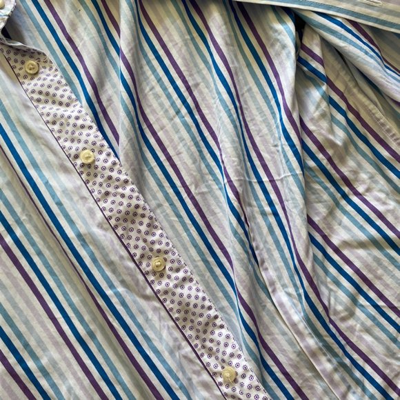 Ted Baker White Striped Button-Down Dress Shirt - Picture 2 of 13